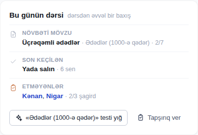 Bu günün dərsi kartı