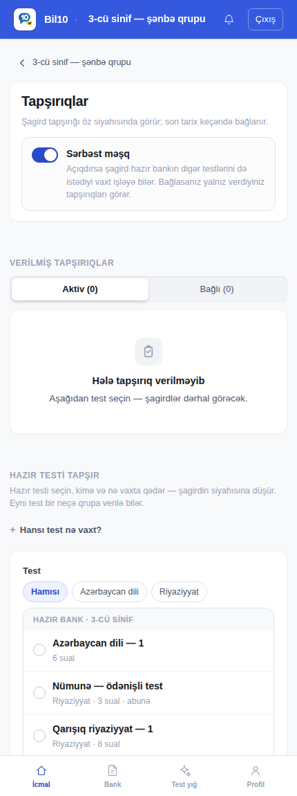 Tapşırıq vermə forması