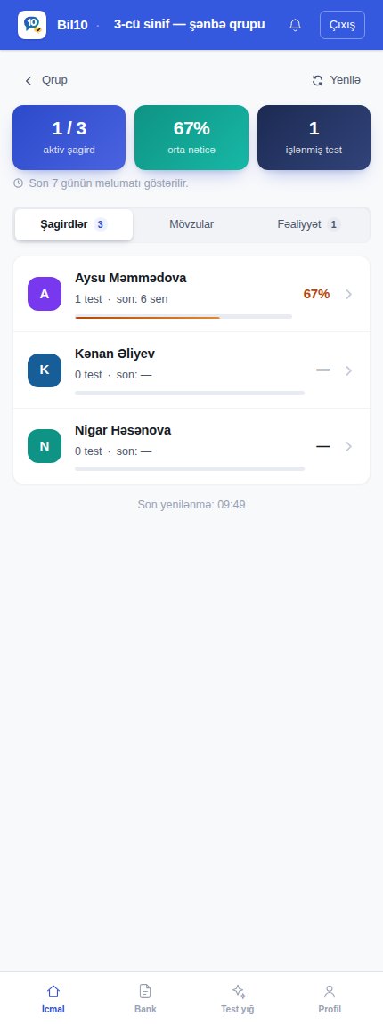 Qrup hesabatı