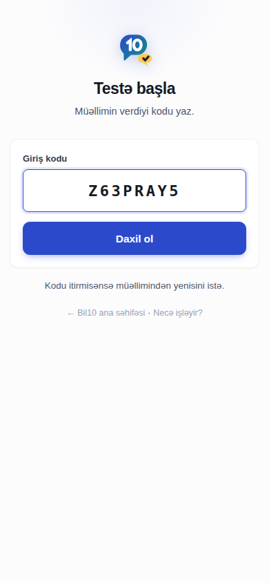 Şagird giriş ekranı